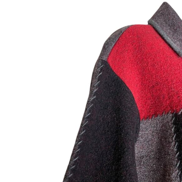 Vtg Liz Claiborne Cardigan Sweater Womens 1X Petite Wool Artsy Boho Cottage Art - Picture 10 of 15